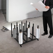 Mobile Blueprint Storage Stand with 16 Rolls Capacity File Roll Storage Cart