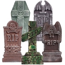 17  Halloween Foam RIP Graveyard Tombstones 5 Pack, Halloween Decorations
