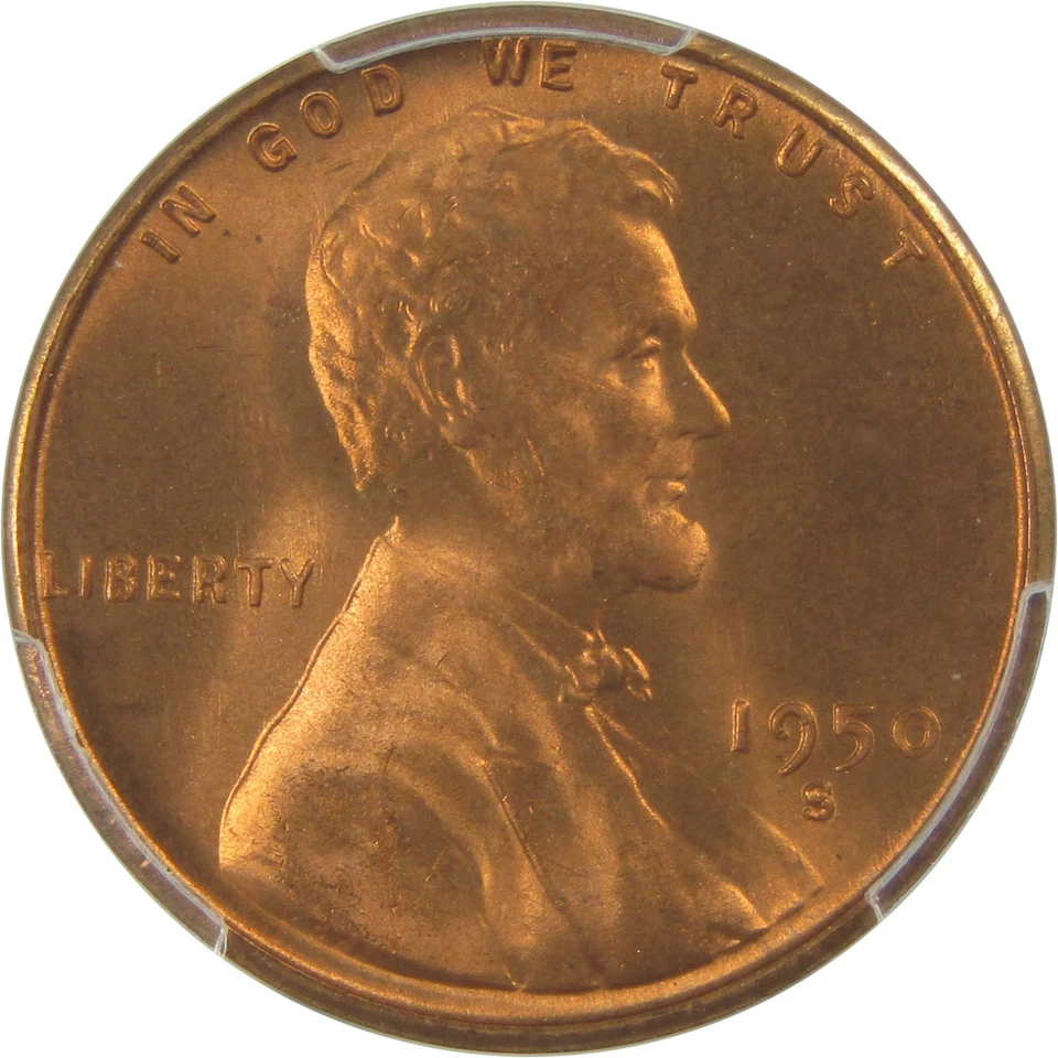 1950 S Lincoln Wheat Cent MS 67 RD PCGS Penny Uncirculated SKU:I22410 - Image 3 of 4