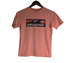 Patagonia Boys Size L 14 Colorful Logo T-Shirt Orange 0384