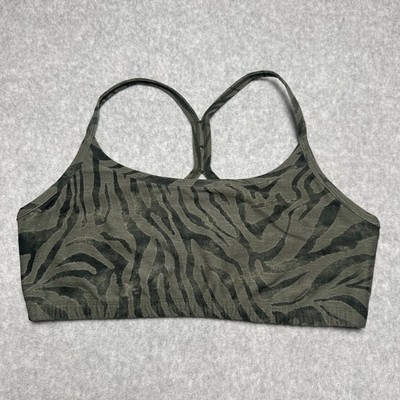Beyond Yoga Softmark Slim Racerback Sports Bra Dark Green Camo Zebra Print XL