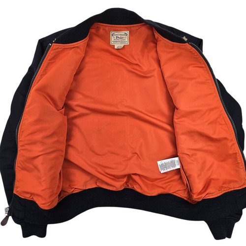 Polo Ralph Lauren MA-1 Military Patch Flight Bomber Jacket Blue Men's Small - Picture 9 of 9