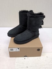UGG Women's Mini Bailey Bow II Sheepskin Casual Boots Black Sz 6 No Lid GL12