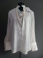 NWT Helmut Lang Ivory Silk Relaxed Cowl Blouse Size S