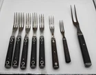 Lot Of 8 Civil War Era Forks 1800's 2 & 3 Prong Wood Handle Ornate Metal Design