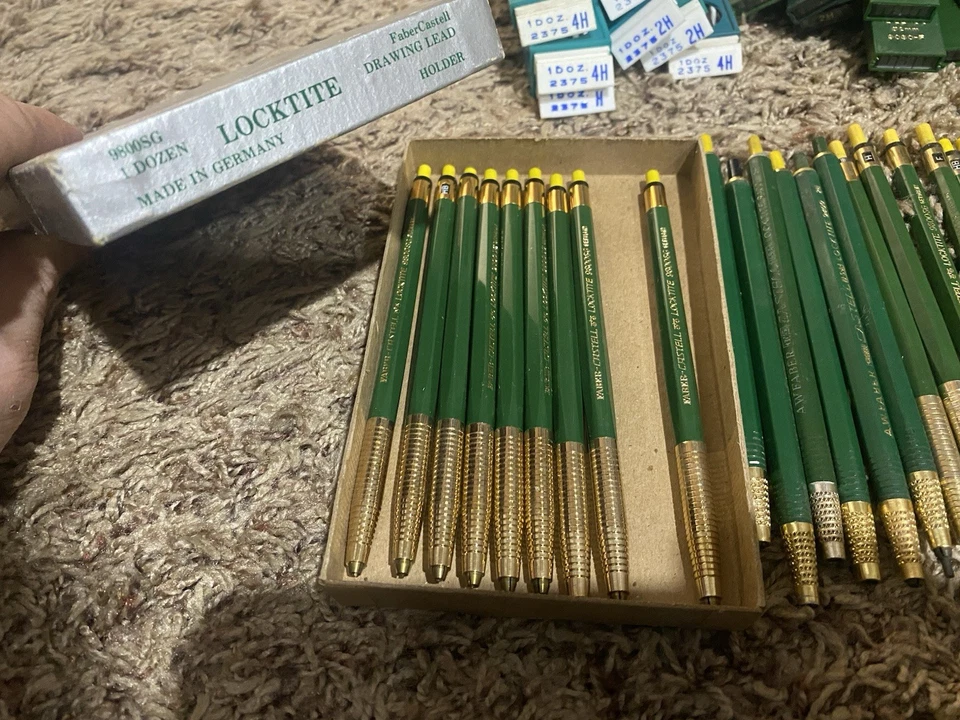 Vintage A.W. Lote de lápices de dibujo Faber Castell Locktite 9800SG 9400 Alemania Foto 2 de 4