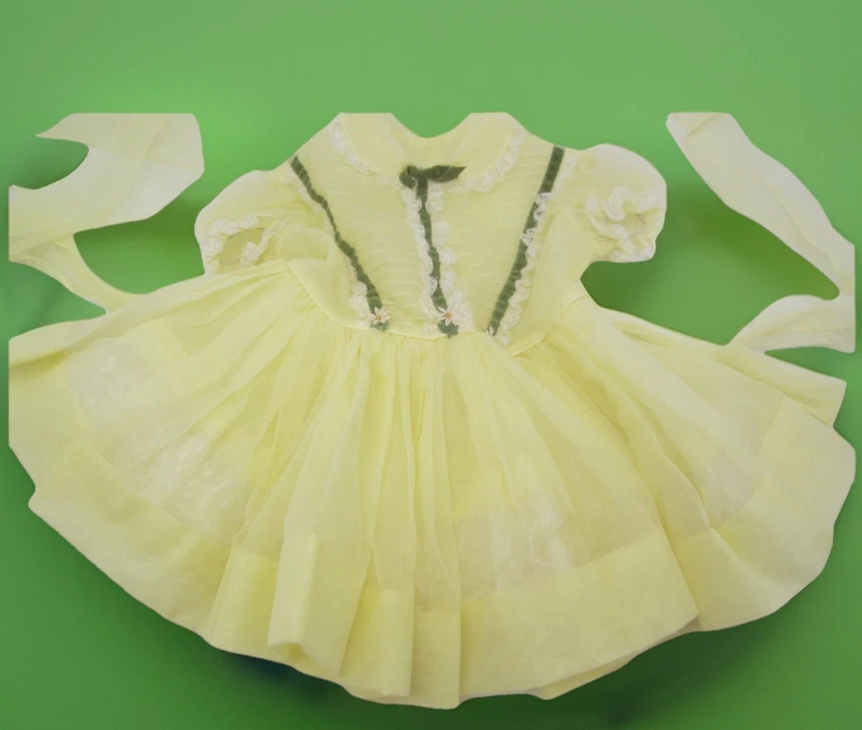 Vestido de Fiesta Vintage Rose Bud Círculo Completo Pagent Amarillo Transparente Encaje Infantil Talla 24m Foto 3 de 4