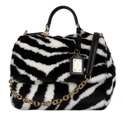 fluffy zebra tote bag