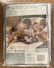 100% Cotton Zippered King Mattress Protector w/ Antimicrobial Treatment 12" Deep