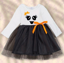 Cute Pretty Girls Size 5-6Y Halloween Tutu Dress White Ghost Black Tulle Skirt