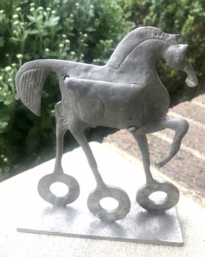 Stunning Mid Century Modern Donald Drumm Aluminum Horse Sculpture With Stash - Picture 3 of 24