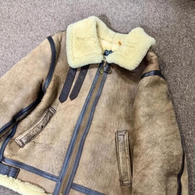 Avirex Type B3 B-3 Flight Mouton Leather Jacket 42 Size Made in