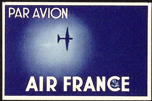 Air France Par Avion 30er Jahre blau Airline Gepäckaufkleber