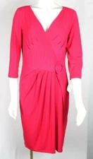 VTG Neiman Marcus David Meister Hot Pink Ruched Cocktail Knit Party Dress 12 NWT