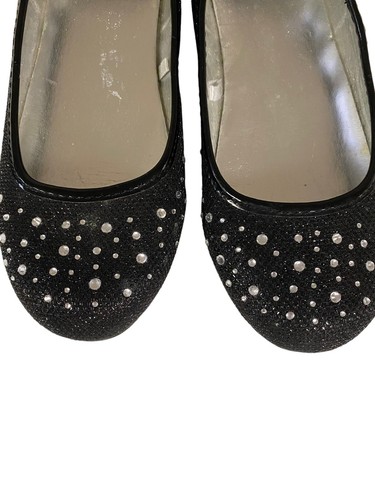 Wonderkids Girl’s Dress Shoes, Size 3M, Black, slipon, jeweled - Picture 3 of 8