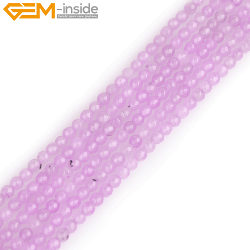 Wholesale Light Purple Jade Gemstone Round Faceted Beads For Jewelry Making 15" - Picture 12 of 40