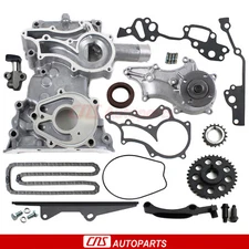 FOR 85+ TOYOTA 2.4L TIMING COVER CHAIN WATER PUMP KIT w/ HD STEEL GUIDE 22RE