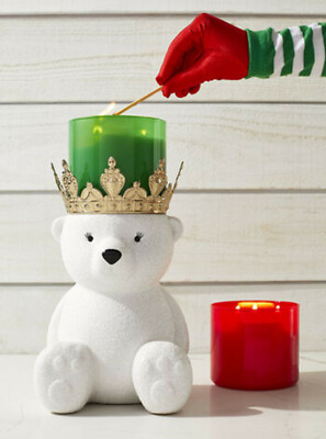 Teddy T. 　Bath & Body Works Candle Bear with Present Pedestal 3-Wick Candle Holder | Bath and