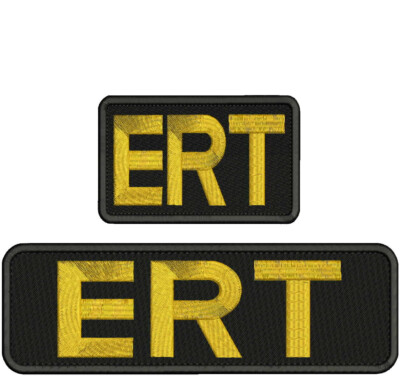 ERT EMBROIDERY PATCH3X5 and 3x10  HOOK and loop BACK BLK/gold