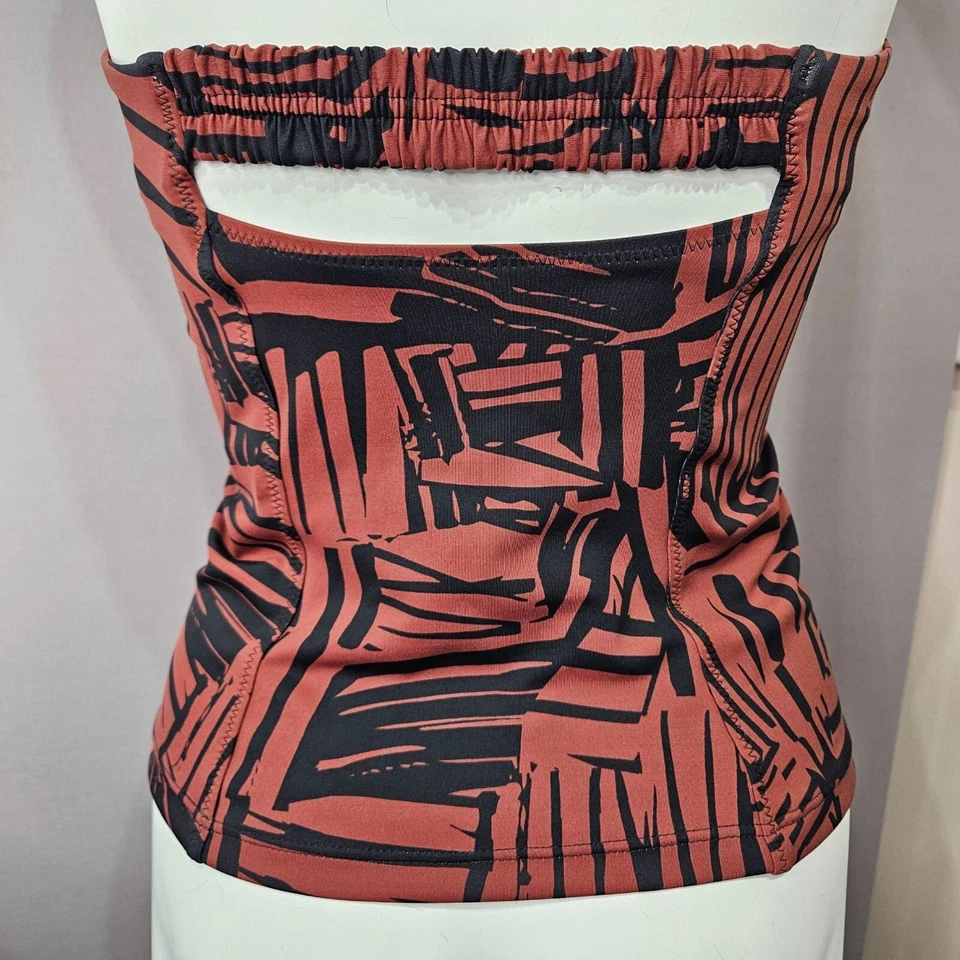 Athleta Swim Bathing Top Tankini Shirt 34 D DD M Halter Sienna Brown Rust Black - Image 3 of 4
