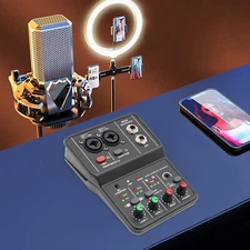 4Channel Mini Audio Mixer Bluetooth USB DJ Sound Mixing Console Amplifier Studio