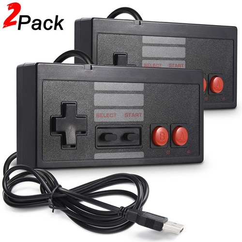 NES Controller USB Wired Gamepad Joystick for PC MAC Raspberry Pi 3 Games Black - Picture 1 of 17