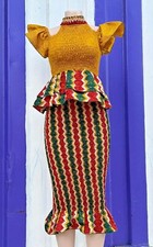 Registyle African Real Wax Print Stretchy 2pcs Skirt Set Sizes 10-16  SALE!!