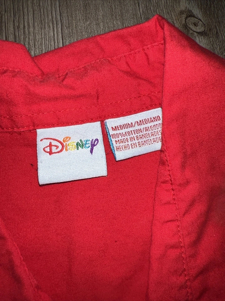 Camisa De Colección Disney Mickey Pluto Navidad Roja Manga Larga Botón Mujer Talla M Foto 4 de 4
