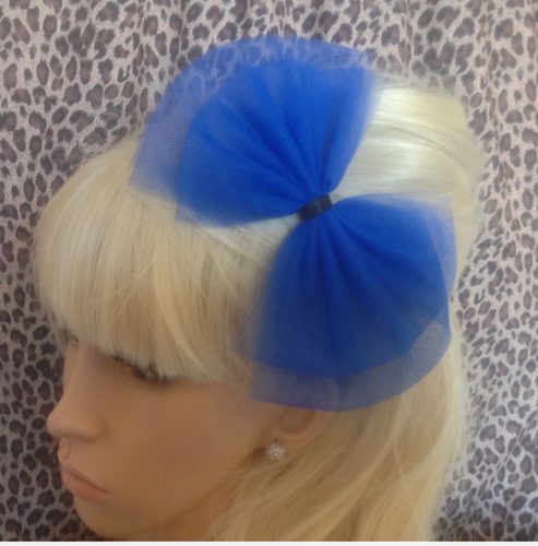 BIG NET TULLE TUTU BOW SATIN ALICE HAIR BAND HEADBAND 80s HEN PARTY FANCY DRESS - Picture 16 of 20