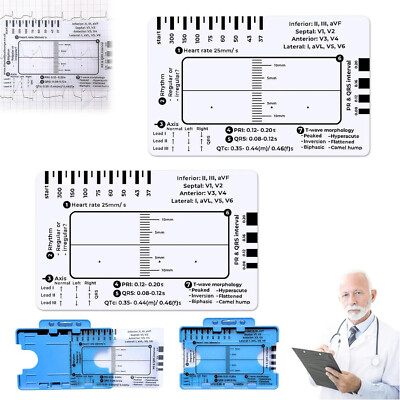 ECG 7 Step Ruler ECG Ruler Plastic Ruler Measuring Tool Easy-to-Carry ECG Rule