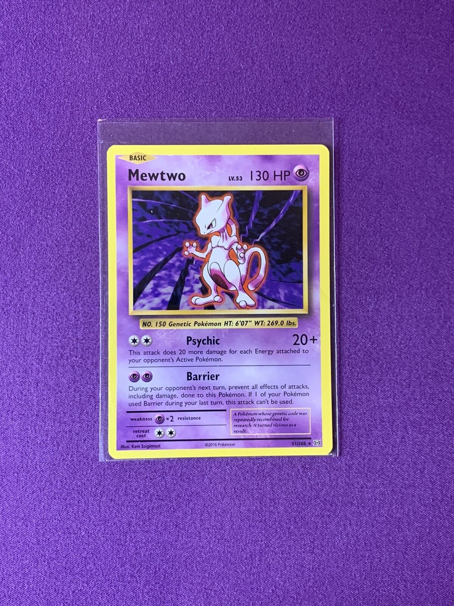 mewtwo 2016 pokemon card EX 52/108 Holo XY Evolutions Evolves from null Colorless Pokmon TCG Mewtwo 51/108 Card