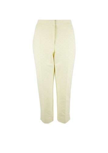 CLOSET LONDON Cotton Diamond Pleat Front 3/4 Trousers Pants Yellow **NEW - Picture 2 of 5