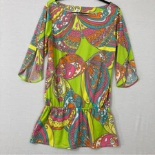 Trina Turk Multi Color Boat Neck Stretch Tunic size Small