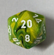 Chessex Vortex Dandelion D20 Dice OOP