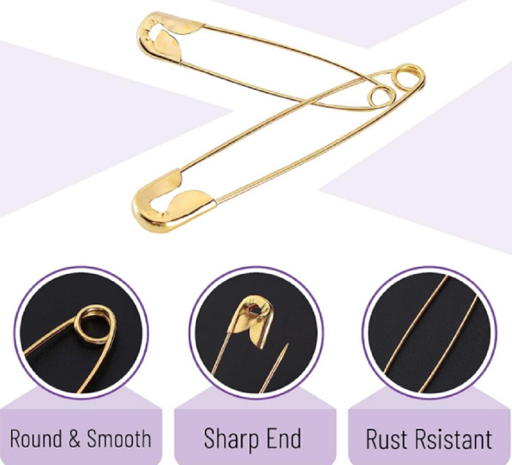 Var Sizes Silver Gold Black Safety Pins 1856mm Sewing Hemming Textile