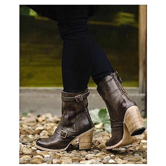 Distressed leather ankle boots cheap