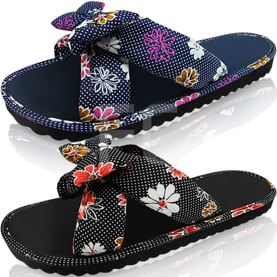 NEW WOMEN LADIES LIGHT FLAT SLIP ON FABRIC MULES SUMMER SANDALS FLIP FLOPS SIZE - Image 4 of 4
