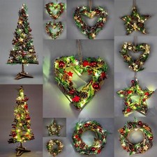Christmas Hanging Decorations LED Wooden Twig Tabletop Ornaments Xmas Home Decor