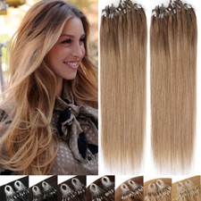 Micro Ring Beads Easy Loop Tip 100 Real Remy Human Hair Extensions Hair US ASP