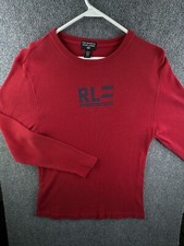 Polo Jeans Ralph Lauren Thermal Ribbed Pullover Sweater Red USA Made Cotton