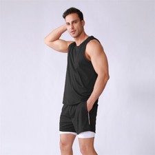 Mens Tracksuit 2-Piece Set Short Sleeve T Shirt Shorts Sweatsuit Outfit Set