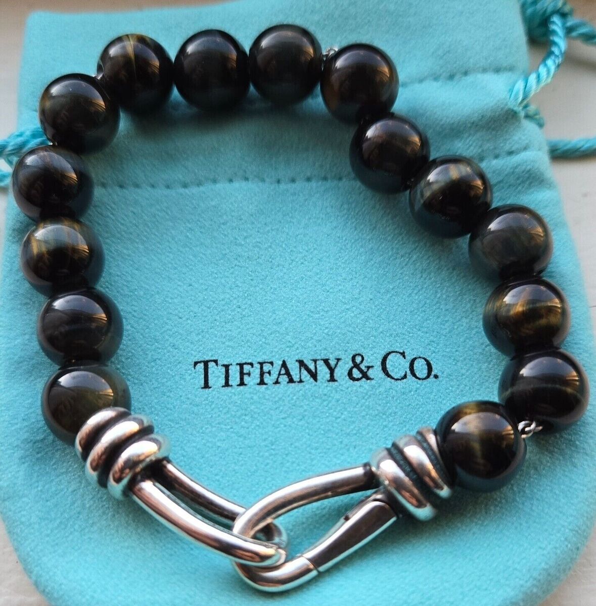 Tiffany & Co Hawks Eye Gemstone Knot Bead Bracelet | eBay Tiffany & Co Hawks Eye Gemstone Knot Bead Bracelet | eBay