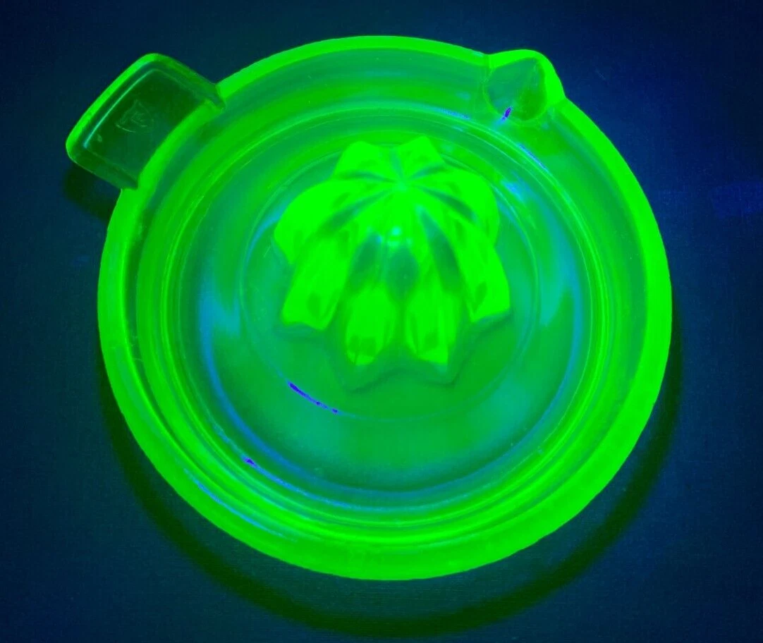 Vintage Fireking Fire King Lemon Citrus Juicer Uranium Depression Glass Atomic