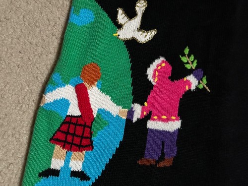Storybook Knits 'WORLD PEACE' Cardigan Sweater SMALL Women's - Picture 12 of 17