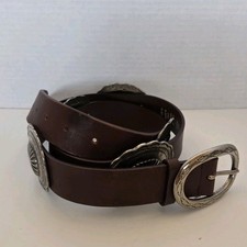 Garuglieri Italian Brown Leather Concho Belt Style 533 Western Size XL 41 Inches