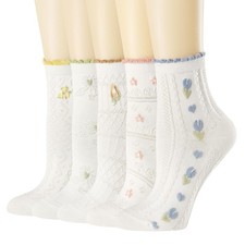 albagu Women's Crew Socks - Casual Cotton Cute Novelty Socks - Floral Ankle S...