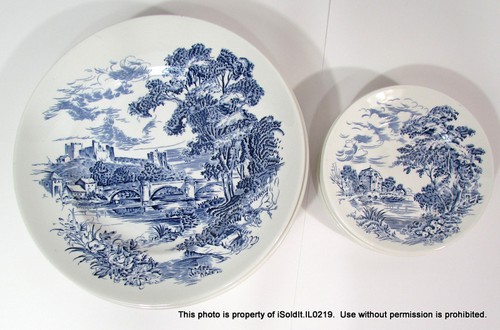 40-PC Vtg WEDGWOOD Blue CHINA Enoch COUNTRYSIDE 8 Settings England Tunstall - Picture 2 of 8
