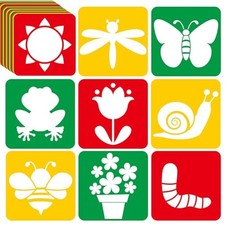 36pcs Summer Drawing Stencils for Kids 8 Inch Sidewalk Chalk Stencils Spring