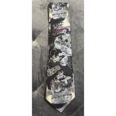 Vintage American Film Classics Gone With The Wind Movie Poster Silk Tie Grey