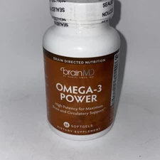 NEW & SEALED - BrainMD Omega-3 Power for Brain & Circulatory Support - (60) caps